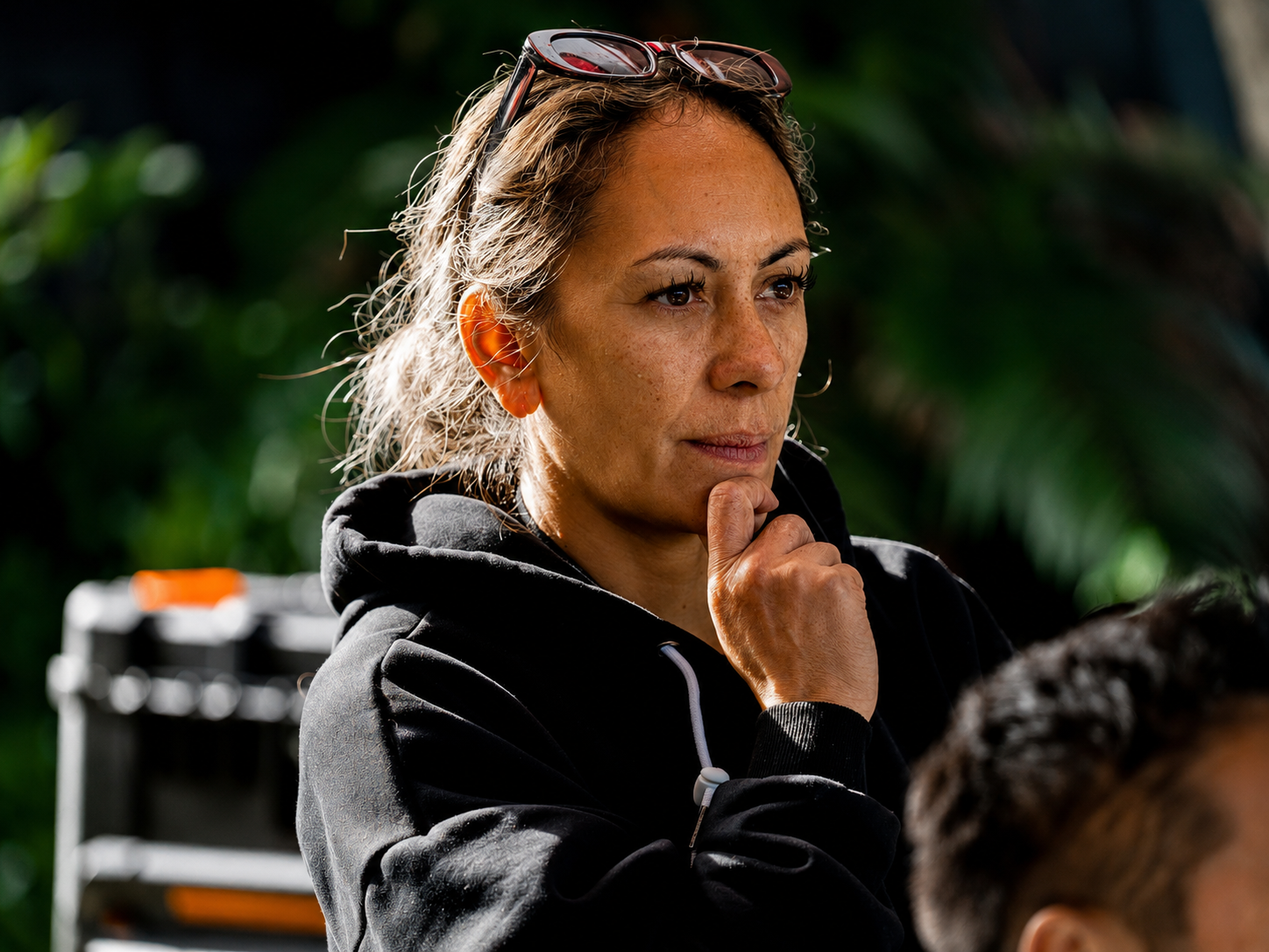 Lilly working on location